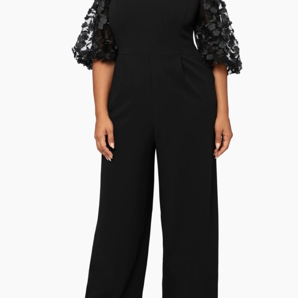 Xscape Black Off the Shoulder Scuba Crepe Jumpsuit